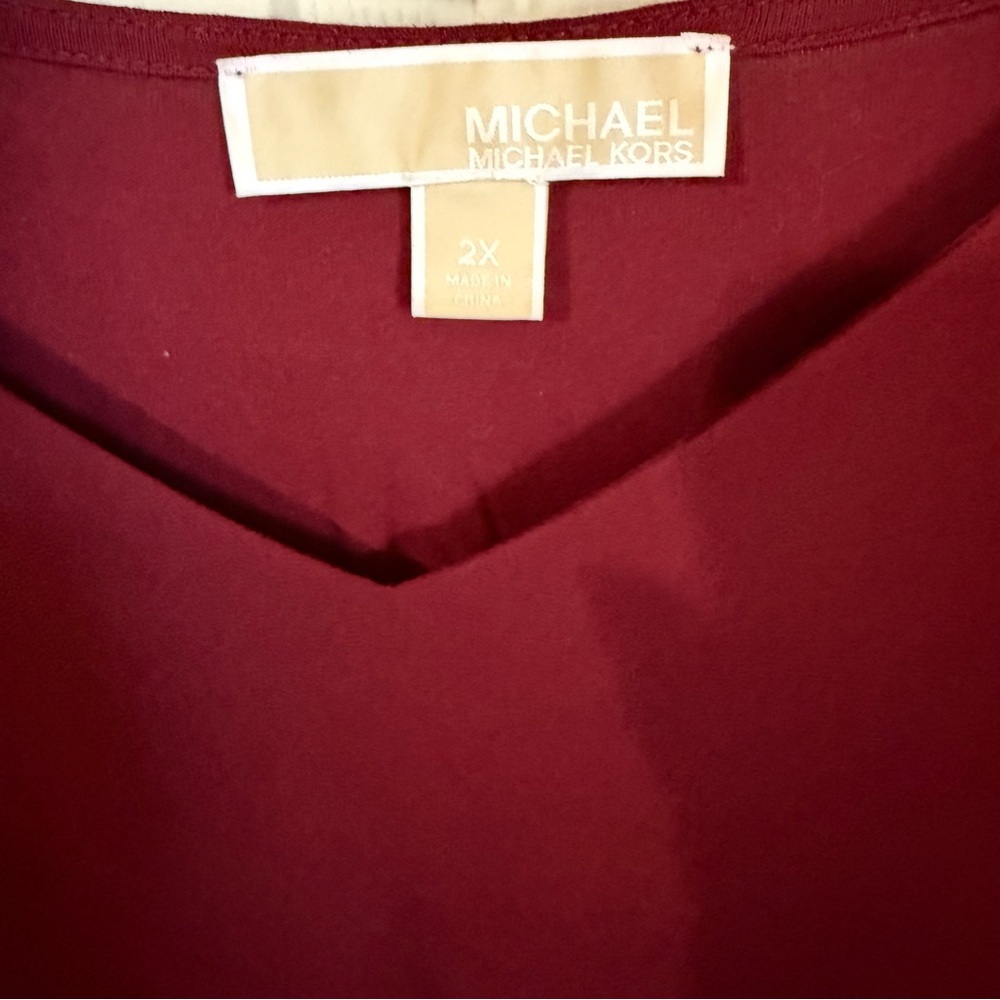 Michael Kours Elegant Burgundy V-Neck Women's Top